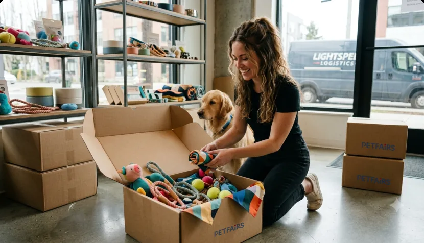 Small test order packed with pet products
