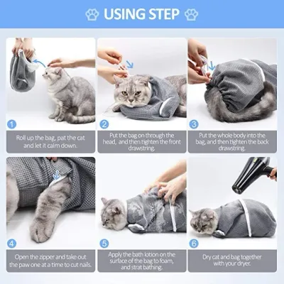 Cat Bath Bag Using Step Anti-bite Multi-functional Adjustable Cat Bath Bag