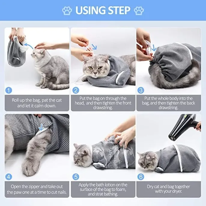 Cat Bath Bag Using Step Anti-bite Multi-functional Adjustable Cat Bath Bag
