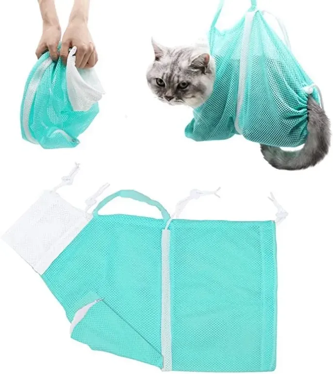 Cat Bath Bag Green Anti-bite Multi-functional Adjustable Cat Bath Bag