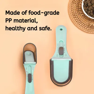 pet food scoop (3) Built-in measuring scale to weigh pet food in grams for accurate feeding.