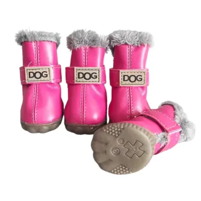 Winter dog boots for small breeds pink Winter boots for dogs with non-slip sole
