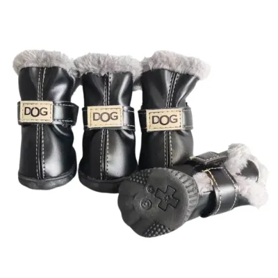 Winter dog boots for small breeds black Warm winter boots for small dogs