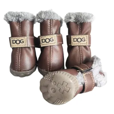 Winter dog boots for small breed Snow boots for small dogs with plush lining