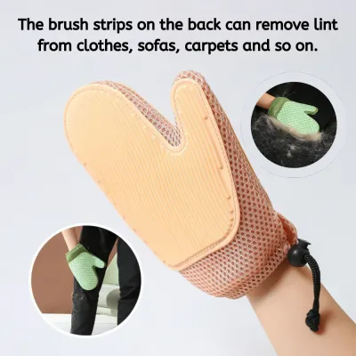cat combing glove (2) Multi-function pet hair remover
