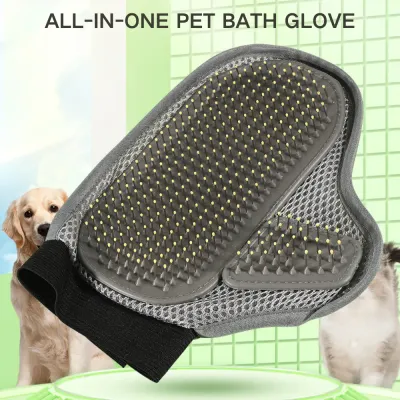 Needle comb bath glove for shedding control