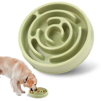green pet slow feeding bowl