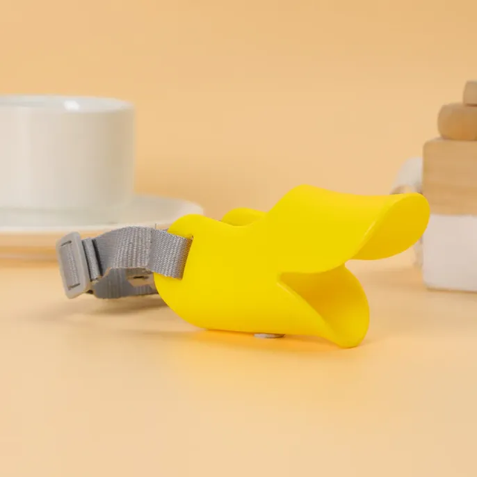 Duck-billed Dog Muzzle Yellow Duck-billed Silicone Adjustable Dog Muzzle