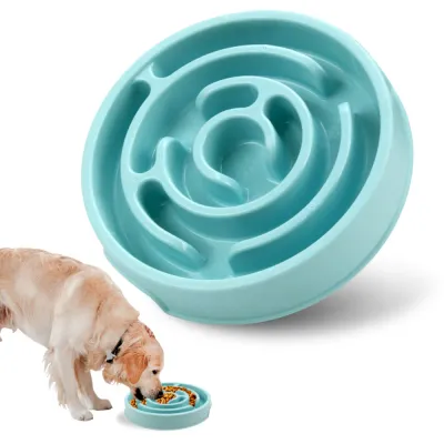 blue pet slow feeding bowl