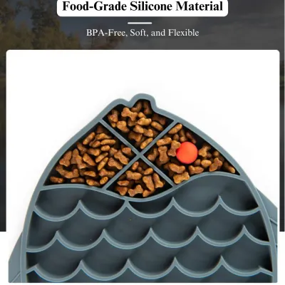 slow feeder dog bowl (2) Durable silicone pet feeding mat.