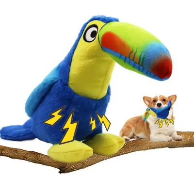 squeaker toys for dogs Interactive Plush Dog Toy - Realistic Large Mouth Bird with Built-in Squeakers for Teething, Chewing, and Playtime Fun