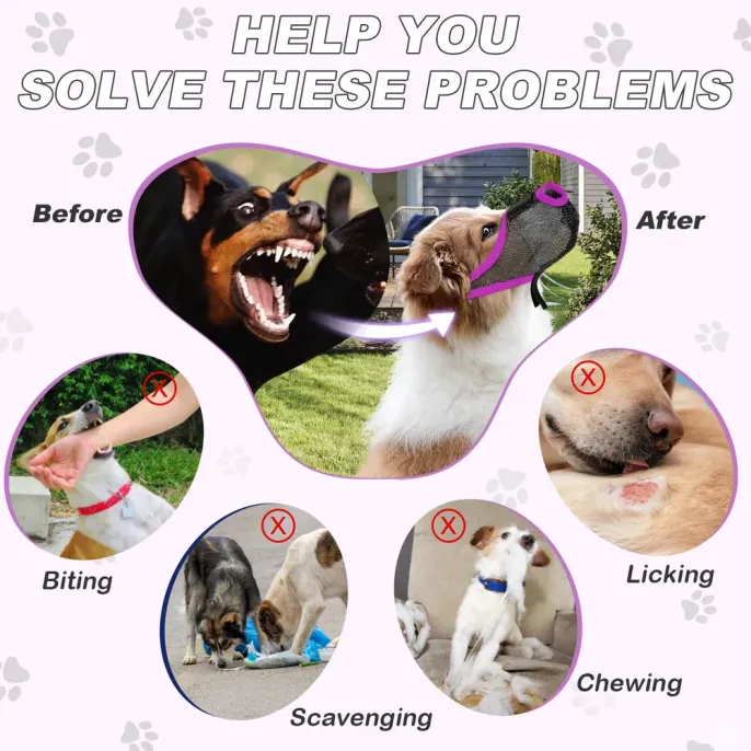 Breathable Dog Muzzle Situation Breathable Adjustable Light-weight Dog Muzzle