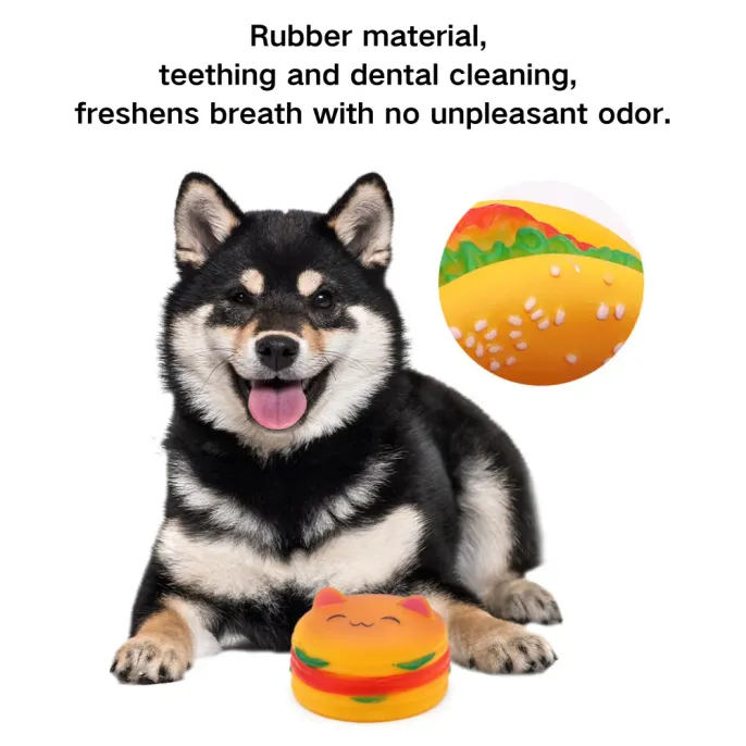 Safe, non-toxic rubber toy for pets that helps improve oral hygiene.