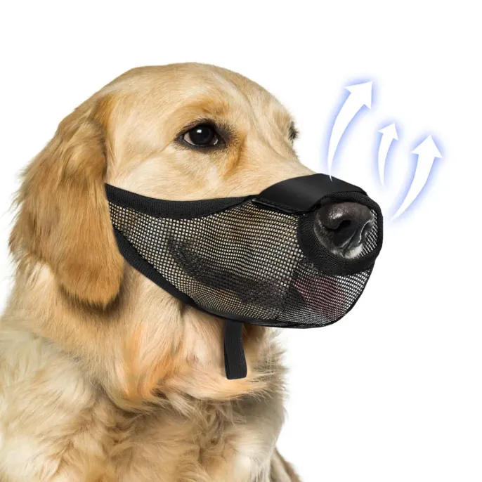 Breathable Dog Muzzle Black Breathable Adjustable Light-weight Dog Muzzle