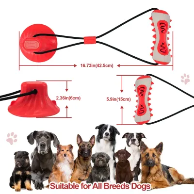 dog rope toys for aggressive chewers (1) Interactive chew toy with suction cup design that provides hands-free play while promoting dental health through chewing.
