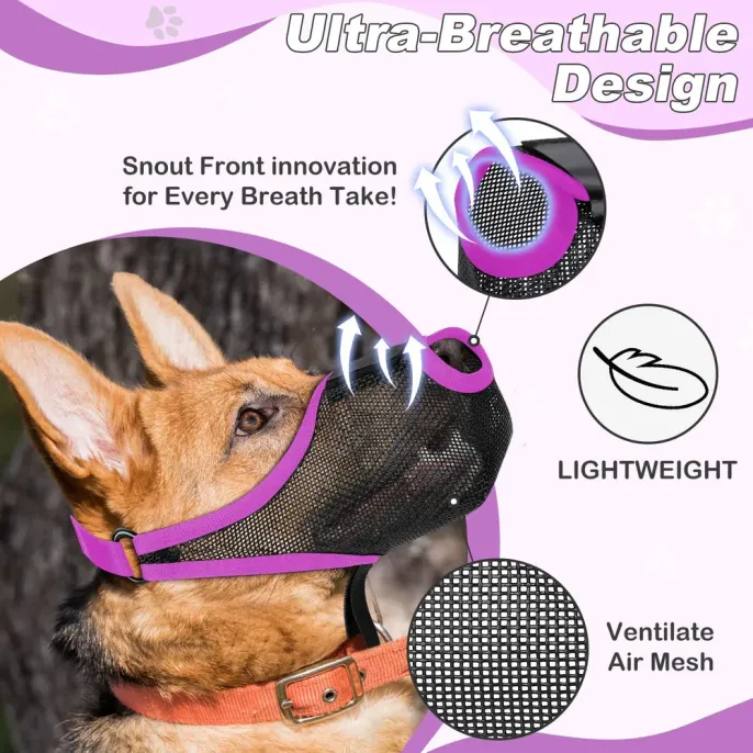 Breathable Dog Muzzle Design Breathable Adjustable Light-weight Dog Muzzle