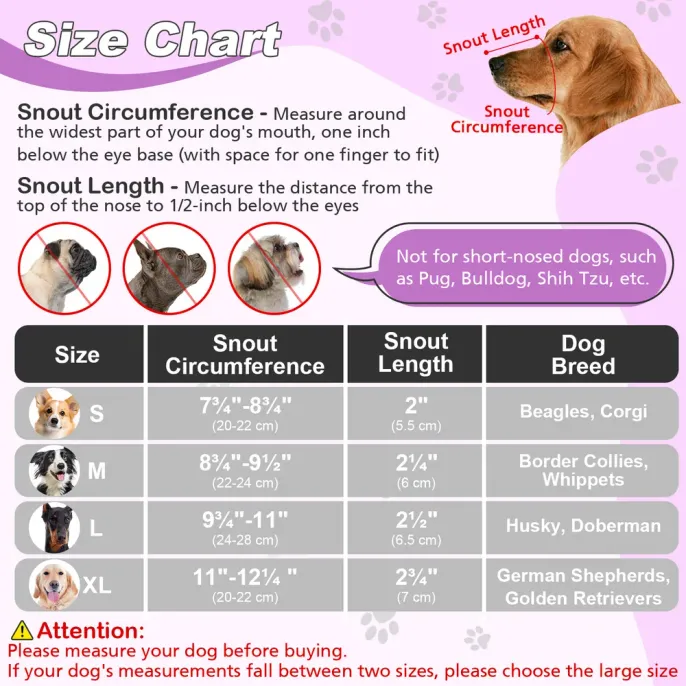 Breathable Dog Muzzle Size Breathable Adjustable Light-weight Dog Muzzle