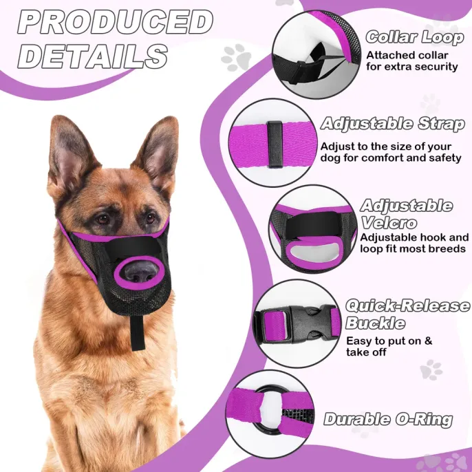 Breathable Dog Muzzle Details Breathable Adjustable Light-weight Dog Muzzle