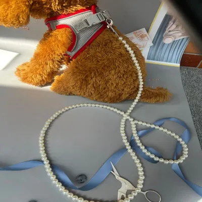 Elegant Dog Leash Exquisite White Pearl Dog Leash