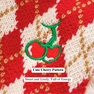 sweater for dogs (2) Cute cherry design adds a playful, sweet touch to any pet’s wardrobe.
