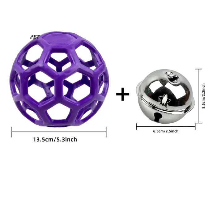 ball in a ball dog toy (2) The squeaky sound of the bell inside stimulates pets’ natural instincts to chase and play, offering an engaging sensory experience.