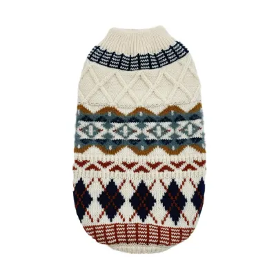 Fair Isle Dog Sweater Main Knitted Fair Isle Pattern Warm Cute Puppy Sweater