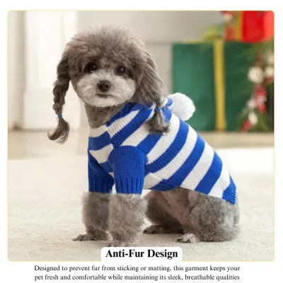 red and white striped dog sweater 3D tailoring ensures a snug, non-restrictive fit for active pets.