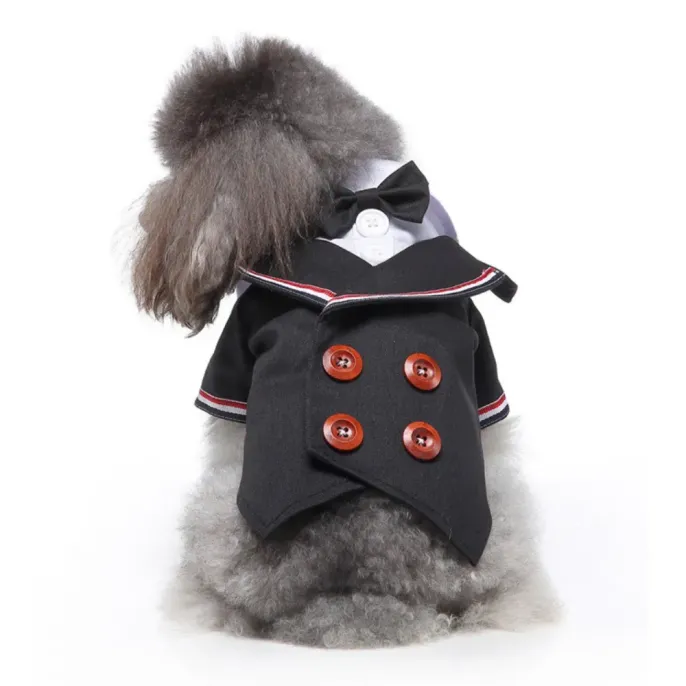 dog formal suit (1) Elegant pet wedding suit for formal occasions like weddings and parties.