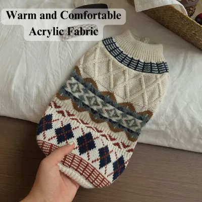 Fair Isle Dog Sweater Details Knitted Fair Isle Pattern Warm Cute Puppy Sweater