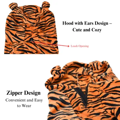 Tiger Pattern Warm Hoodie for Large Dogs