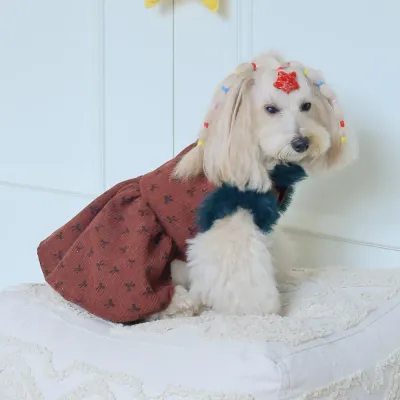 Corduroy Dog Dress Fall Dog Corduroy Lined Fleece Layered Button Down Dress