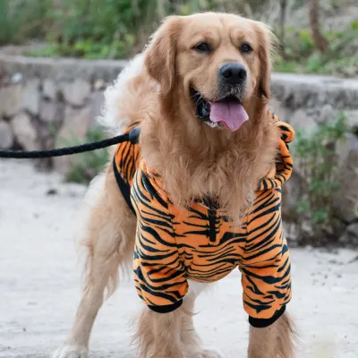 Tiger Pattern Warm Hoodie for Large Dogs