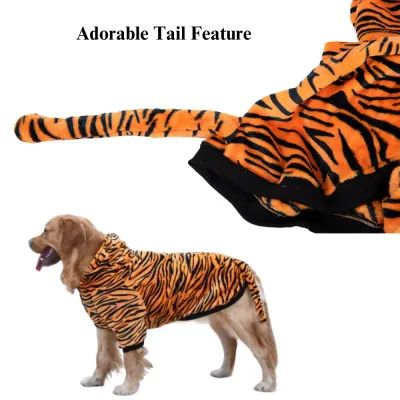 Tiger Pattern Warm Hoodie for Large Dogs