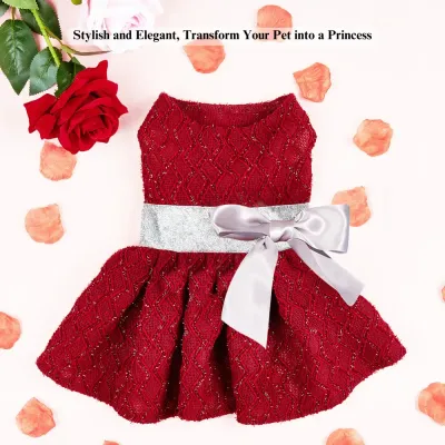 New Wedding Gown New Pet Prom Dress Wedding Gown Princess Dress with Bow