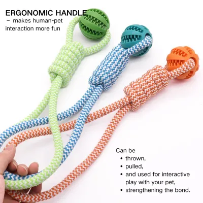 Bite-Resistant Treat Dispensing Chew Toy Dog Rope Toy with Rubber Ball