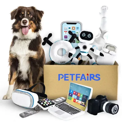 Pet Curious Box A unique set of high-tech-inspired plush toys designed to keep pets entertained and mentally stimulated, perfect for retailers targeting modern, tech-savvy pet owners.