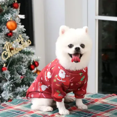 dogs xmas clothes (2) Ideal for the holiday season, this Christmas sweatshirt allows pets to enjoy the festivities in style. Whether for photoshoots, holiday events, or casual wear, this sweatshirt adds a festive touch to any occasion.