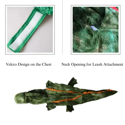 funny dog costumes The crocodile’s eyes and other key design features are carefully crafted, with neat stitching and attention to detail, giving the costume a professional and high-quality finish.