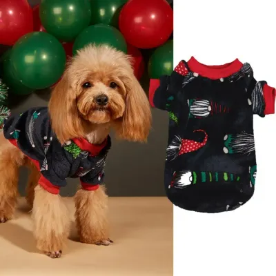 cute dog clothes The crew neck design with ribbed edges provides a snug, comfortable fit that hugs the body without restricting movement. The hoodie ensures pets stay warm while still being able to play and move freely.