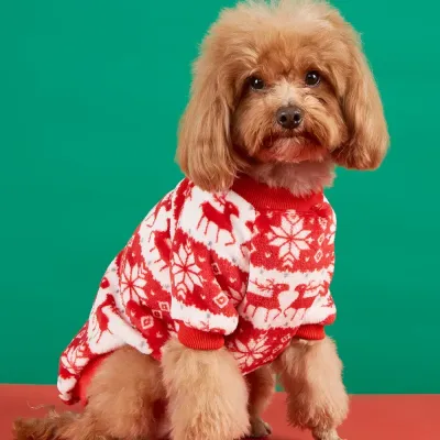 christmas clothes for dogs (1) Crafted from high-quality coral fleece, the hoodie provides superior softness and warmth. The dense fleece material ensures that pets stay cozy and protected from the cold, making it perfect for chilly winter days.