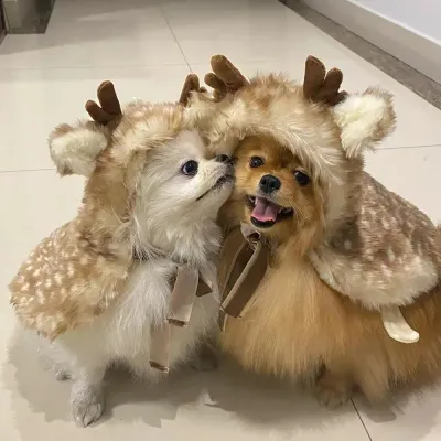 Reindeer Cosplay Cloak Pet Clothes Christmas Party Dress