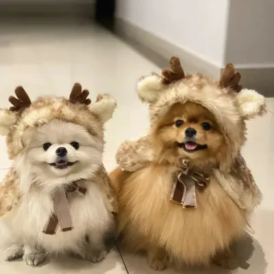 Reindeer Cosplay Cloak Pet Clothes Christmas Party Dress