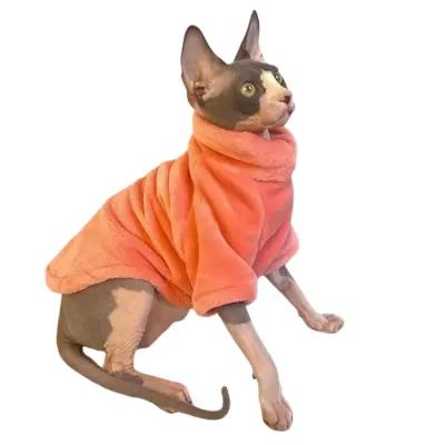 Made from double-sided fleece material, this clothing ensures that hairless cat breeds like Sphynx and Devon Rex stay warm, soft, and comfortable during colder months.