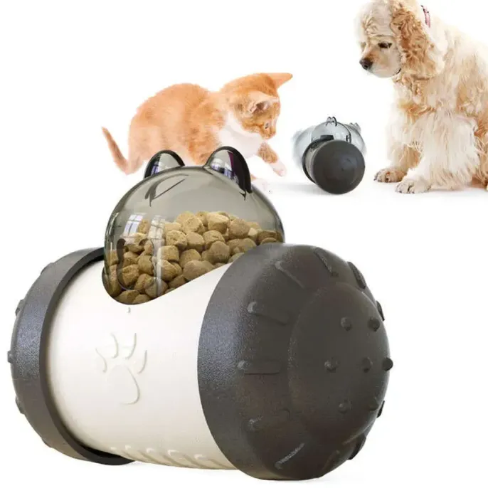 Bear Shaped Dog & Cat Interactive Toys Black Interactive Tumbler Toys Pet Food Dispenser