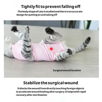 cat surgery recovery suit (3) Prevents Licking for Faster Healing: The primary function of this recovery suit is to prevent the cat from licking the surgery site, which is crucial for faster and more effective healing.