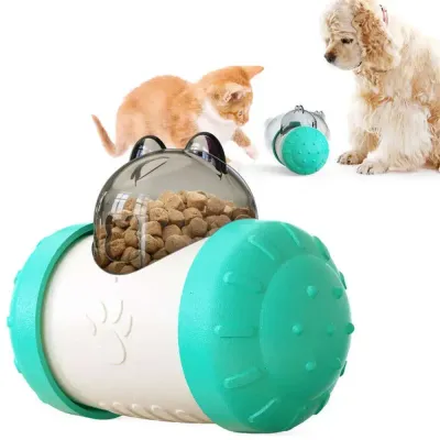 Bear Shaped Dog & Cat Interactive Toys Blue Interactive Tumbler Toys Pet Food Dispenser