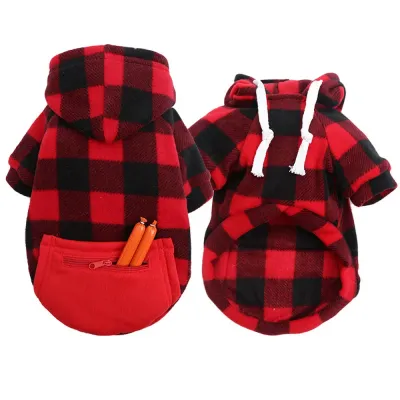 plaid clothes for dogs (2) Whether it’s for an energetic walk or outdoor play, this sweatshirt provides warmth while allowing pets to move freely without restrictions, ensuring they remain comfortable no matter their activity.