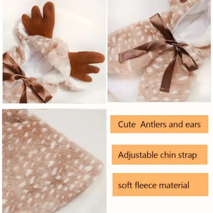 Reindeer Cloak Pet Cosplay Clothes Details Reindeer Cosplay Cloak Pet Clothes Christmas Party Dress