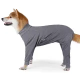 dog surgical recovery suit (1) Charming Striped Print for Style: Featuring a stylish striped design, this onesie combines functionality with fashion, making pets look as good as they feel.