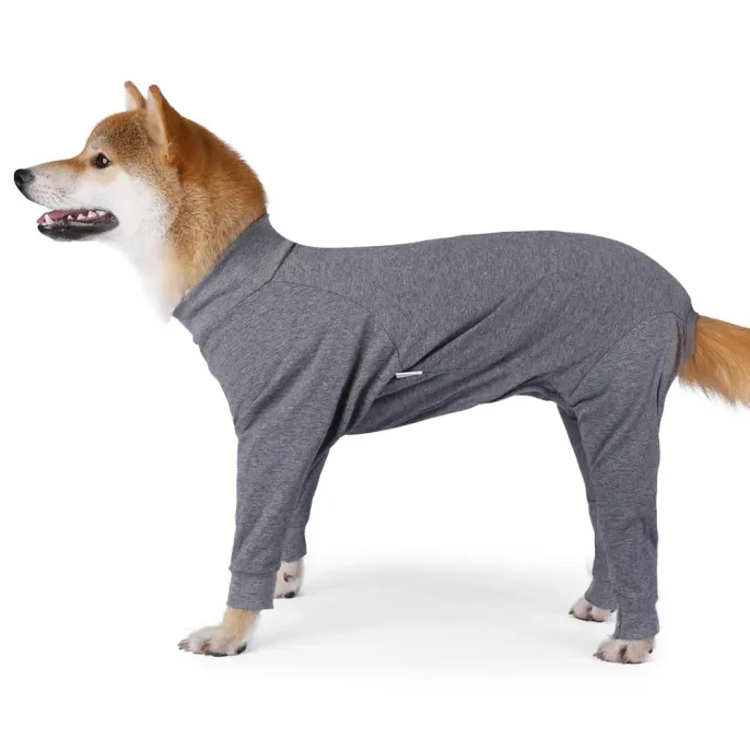 dog surgical recovery suit (1) Charming Striped Print for Style: Featuring a stylish striped design, this onesie combines functionality with fashion, making pets look as good as they feel.